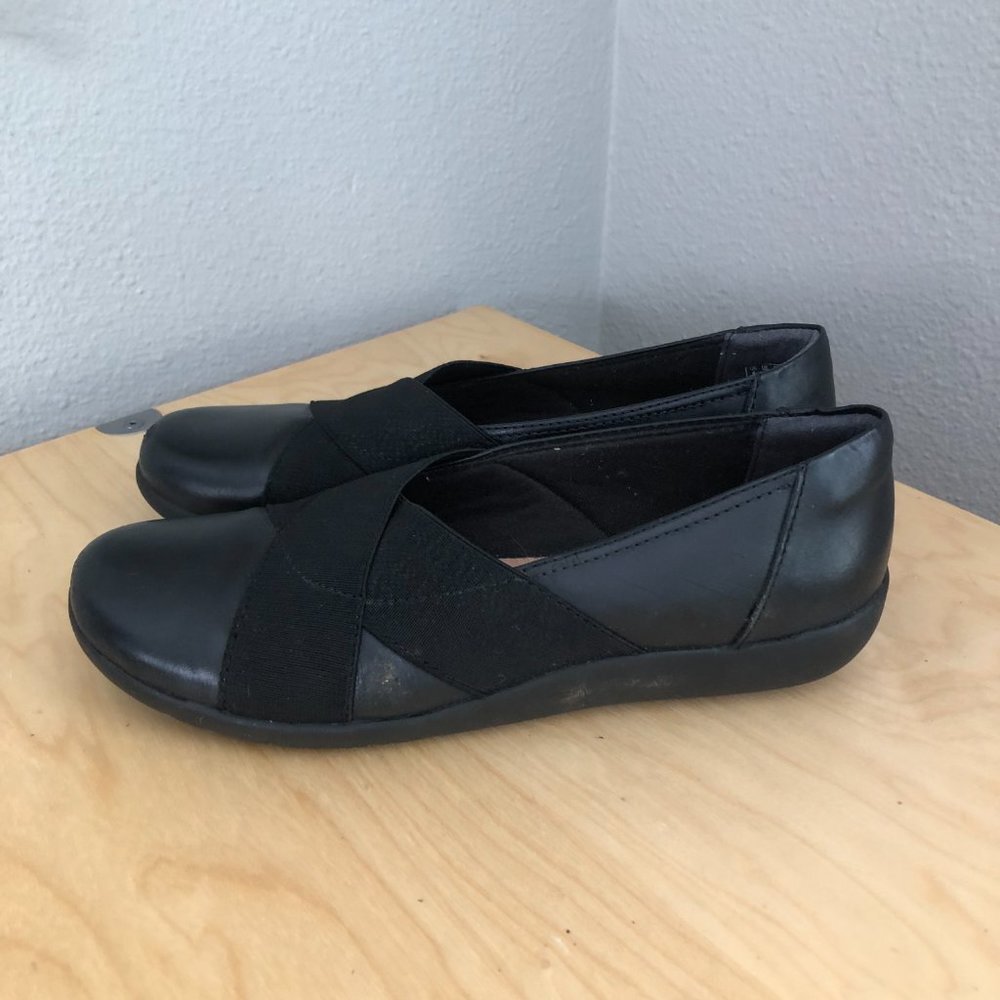 Clark's Collection Loafer Women's size 8.5 Black Ballet Flat Comfort - Picture 5 of 12
